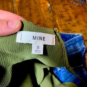 Shorts and olive green top